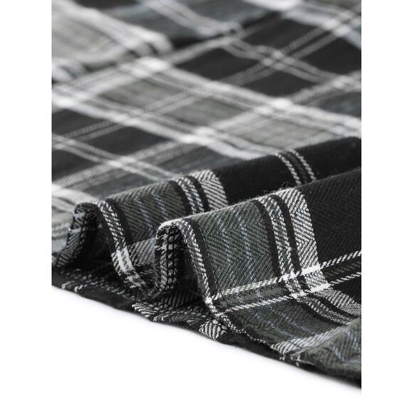 Plaid Vintage Sleeveless Tie Waist A-Line Overall Pinafore Dresses Black - Picture 5 of 5